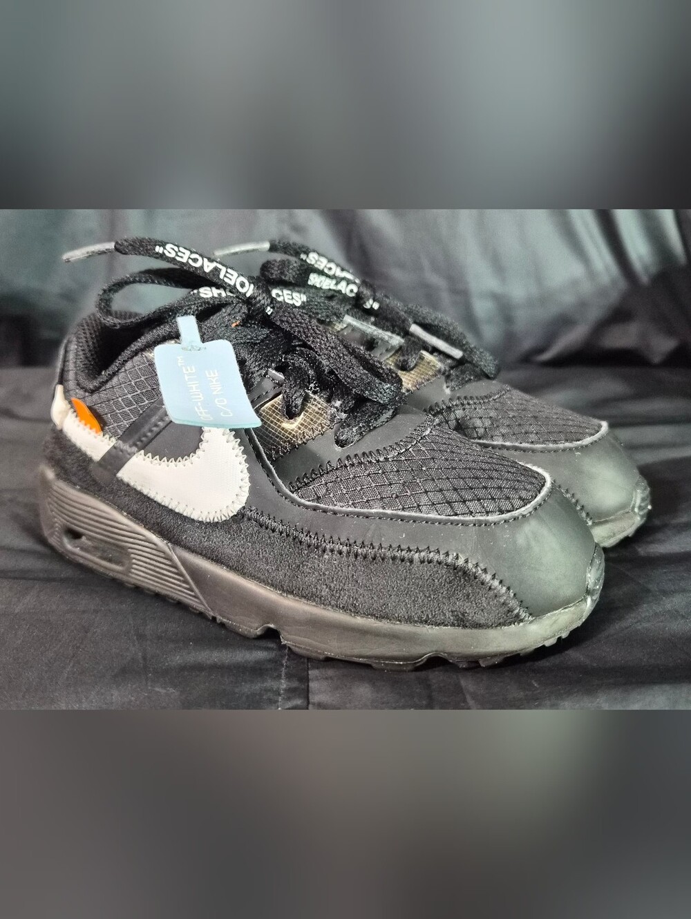 Toddler Off-White x Nike Air Max 90 TD "Black" Sneakers (BV0852-001) Sz. 9C
